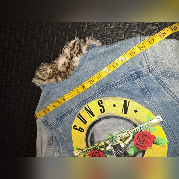 Guns n' Rose's Denim faux cheetah fur collared jacket - Picture 8 of 9